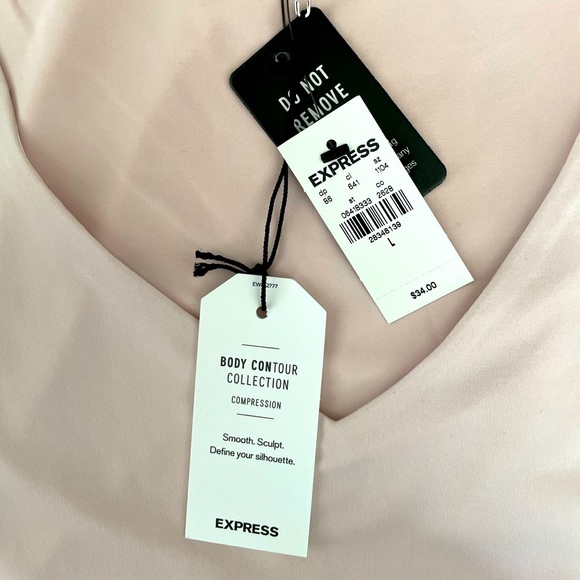 Body Contour Compression Silky V-Neck Thong Bodysuit in Peony - Size L - Picture 7 of 10